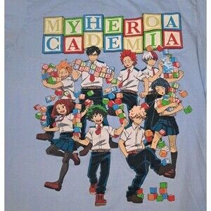 My Hero Academia Funimation Mens Small Blue Graphic T-Shirt 100% Cotton Tee